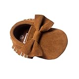 ZOEREA(ゾエレア)　歩行練習シューズ　ベビーシューズ　ソフトソールシューズ　ルームシューズベビー　幼児シューズ　新生児靴　滑り止め　柔らか　出産お祝い　フリンジと蝶リボン飾り　女の子　赤ちゃん靴