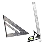 Baoblaze 2点セット　コンビネーション　スコヤ　調整可能　アルミニウム　三角スクエア　直角ルーラー　多用途