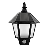 ALLOMN Solar Powered Wall Lantern Light Lamp Hexagonal Wall Lamp Motion Sensor Outdoor Light (Cool W