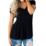 トップス レディース 夏 Kohore Tシャツ vネック ベビードール シャツチュニック セクシー ブラウス 半袖 綿 可愛い ゆったり 体型カバー おしゃれ 無地 s-xl 大きいサイズ 上着 春