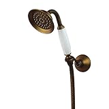 Traditionalスタイルアンティーク真鍮仕上げと磁器ハンドシャワーSparyer 1.5 Mホースと壁マウントHandbathホルダー