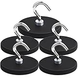 BOCHUANG 5個ネオジム磁石 丸型 ラバーコマグネット D43x6mm 超強力 磁石 フック 吊 M4ネジ付きマグネット 穴付きマグネット平 ねじ込み用マグネット 大き ポットマグネット LED作業灯、カメラ、車用