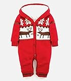 icoup 長袖ロンパース カバーオール 子供服 裏起毛 冬服 厚い フード付き ベビー キッズ 女の子 男の子 七五三 出産祝い 秋冬 レッド 80