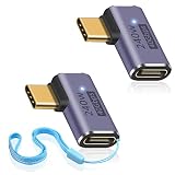 Duttek USB C L字 アダプタ、240W USB C変換アダプタL型、USBタイプCアダプタ 40Gbps対応 8K@60Hz、Thunderbolt 3/4、Switch、iPad、MacBook対応（2パック）