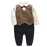 Famukaベビー服 フォーマル ロンパース 男の子 セレモニー カバーオール 結婚式服(3-6M) 