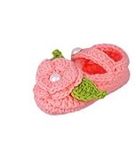 (ビグッド)Bigood ベビーシューズ 子供手作りニットシューズ かぎ針編み 男女兼用 可愛い 毛糸靴 フラワー 緑とピンク【並行輸入品】