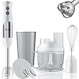 Folrke ハンドブレンダー 電動ミキサー 450W 速度可変式 1台7役 つぶす・混ぜる・泡立てる・きざむ・スライス・せん切り・砕く 離