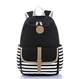 Abshoo Causal Travel Canvas Rucksack Backpacks for Girls School BookBags (Black) [並行輸入品]