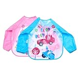 (アイム)iiniim　ベビー　赤ちゃん　可愛い　ビブ　長袖　よだれかけ　エプロン　食事　防水　ユニセックス　2点セット タイプＤ ２点セット