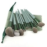 メイクブラシ 13本セット グリーン化粧筆 厳選した極細毛をたっぷり使用 フェイスブラシ 高級タクロン 敏感肌適用 収納ポーチ付き 初心者 