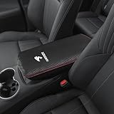 ハリアー 80系 専用 アームレスト カバー 新型 ハリアー 80系 専用設計 20年6月～現行 センター コンソール カバー HARRIER ロゴ コンソールボックス 肘置き 防水 キズや汚れ防止 内装パーツ アクセサリー (カーボン調＋レッド糸)