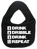 Dirty Fingers, Drink, Dribble, Drink, Repeat, Boy Girl Feeding Bib, Black by Dirty Fingers
