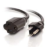 C2G/Cables to Go 29932 15 AWG Outlet Saver Power Extension Cord for NEMA 5-15P to NEMA 5-15R Black (