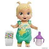 ハズブロ(HASBRO) ベビーアライブ ゆかいにフリフリベビー ブロンドヘアーのお人形、カエル柄の洋服、笑い声など25種類以上の効果音、楽しそうに踊る、飲んでおしっこする、対象年齢3才以上 E9427 正規品