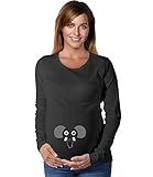 My Little Elephant – Cute Baby Elephant妊娠マタニティ長袖シャツ US サイズ: XL カラー: ブラック