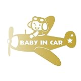 デザイン工房ＳＩＧＮＳ 車ステッカー Baby in car 12 綺麗にはがせる 車 ステッカー 飛行機 プロペラ ゴールド