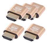 WLGQ 4K HDMI ダミーロード 仮想プラグ バーチャルモニターディスプレイエミュレーター 次世代ヘッドレスディスプレイアダプター (ゴールドカラー 5個)