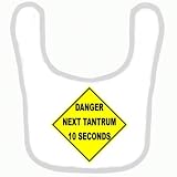 BABY BIB 1040 BLUE RIM DANGER NEXT TANTRUM 10 SECONDS QUALITY FUNNY BABY BIB by SIGNS 2 ALL