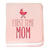 CafePress – First Time Mom – ピンク – ベビーブランケット、スーパーソフト新生児おくるみ ピンク 17626912806832E