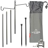 [ LOFTREK ] ランタンスタンド ランタンポール 軽量 アルミ製 クランプ式 ランタンハンガー2個式
