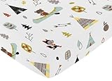 Fitted Crib Sheet for Outdoor Adventure Baby/Toddler Bedding - Nature Fox Bear Animals Boys Print [並