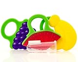 MinnyMee Teethers For Babies BPA Free - 3 Fruit Shapes - Banana Teether, Grape & Watermelon Teether 