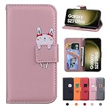CASAFUNY Galaxy S23 Ultra ケース手帳型 samsung galaxy s23 ultra ケース 手帳型 高級PUレザー S23 Ultra 手帳型ケース カード収納 財布型 samsung s23 ultra 携帯カバー 内蔵 マグネット スタンド機能 ギャラクシー S23 ウルトラ カバー Galaxy S23 Ultra カバー ピンクのバニー
