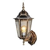 LNC Mini Exterior Patio Porch Outdoor Wall Lantern 6-side Clear Glass Shade Bronze [並行輸入品]