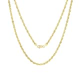 Nuragold 10Kイエローゴールド 3mm ダイヤモンドカット ロープチェーンペンダントネックレス メンズ レディース ロブスターロック 16インチ 18インチ 20インチ 22インチ 24インチ 26インチ 28インチ 30インチ イエロー