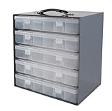 Durham 290-95 Gray Cold Rolled Steel Rack for 5 Small Plastic Compartment Boxes, 11-1/4 Width x 10-3