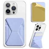 スマホスタンド カードケース スマホ背面スタンド 手帳型 カードポケット カード入れ 背面カード収納 カードホルダー iPhoneカードケース 薄型 軽量 折り畳み式 粘着型 持ち歩き便利 Android 全機種対応 ホルダー ICカード カード入れ 落下防止 ヴィーガンレザー 滑り止め（パープル）
