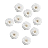 Perfk 10個全13色 結婚式 人工造花 花部分のみ パーティー 装飾用 帽子/服装/カバン アクセサリー シルクバラ 4cm - ホワイト