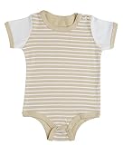 Organic Cotton Baby Onesie Bodysuit Onesie (3 to 6 Months, Khaki Stripes) by Coddle Tots