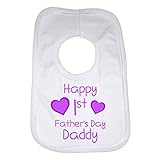 Happy First 1st Fathers Day Daddy Girls Baby Bib by 2Personal