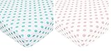 100% Cotton Percale Crib Sheet, Girl, Aqua Dots/White with Pink Dots by Babyhaven