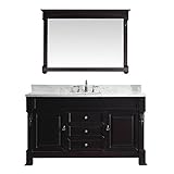 Virtu USA gs-4060-wmsq-dw-002 Huntshire 60 "シングル洗面化粧台with Marble andスクエアシンク上部をポリッシュクローム蛇口、ミラー、ダークウォー