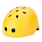 自転車ヘルメット　子供用　自転車　子供　軽量　可愛い　キッズ　スケートボード　ジュニア　通学 プレゼント　11ホール　マットイエロー（ダイヤル付き）