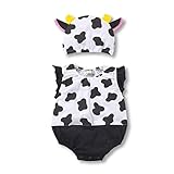 SF　 ベビー用着ぐるみ 帽子付 春夏　キッズ　ベビー用着ぐるみ ベビー服 記念写真 パーティー用 可愛い　ベビーコスチューム (80, 乳牛)