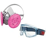 【お買得セット販売】3M取替え式防じんマスクミディアム国家検定合格6000/2091-RL3＋3M社製専用ゴーグル2790付