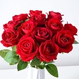 DIFEIUKI バラ 造花 ローズ花束 12本セット 一輪 花束 フランネル 薔薇 花飾り 赤ローズ 枯れない花 バレンタインデー 母の日 誕生日 ギフト ウエディング 撮影用 小道具 お祝い プレゼント