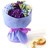 花コラボ 花束 生花 誕生日プレゼント 女性 花とスイーツ お菓子 ブーケ 結婚記念日 季節の花束 アレンジメント ギフト おまかせ花束アレンジメント (Sサイズ：ブルー・パープル系)
