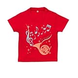 BabyChips ホルンと音符(名入れ半袖ベビーTシャツ) 120 レッド