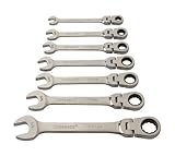 Crescent FRP7 7 Piece 5/16-Inch to 3/4-Inch 72 Tooth Ratcheting Pivot Head Combination Wrench Set [並