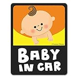 赤ちゃん笑顔 のぞきこみ【BABY IN CAR】車マグネットステッカー ベビーインカー
