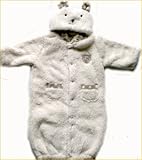 ボア製ベビー服　カバーオール　オーバーオール　２WAYベビー服　暖か　つなぎ　着ぐるみ　防寒着　おくるみ　出産祝いやギフトにもどうぞ (オフホワイト)