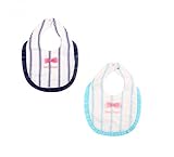 kinokoo ベビー　よだれかけ　エプロン　食事用エプロン　スナップ サイズ調整可能　コットン2枚セット 女の子　出産お祝い　ギフト　かわいい　大きい　よだれかけ スタイ女の子 (ブルーと青)