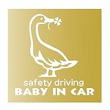 デザイン工房ＳＩＧＮＳ 車ステッカー Baby in car 16 綺麗にはがせる 車 ステッカー アヒル 四つ葉 ゴールド (マット）