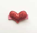 Baby Deer Clips　ヘアクリップ for ベビー　キラキラハート (レッド)