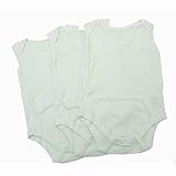赤ちゃん・ベビー用 ホワイト ノースリーブ ボディースーツセット (3枚入り) ロンパース (身長:86-92cm(1歳半-2歳)) (ホワイト)