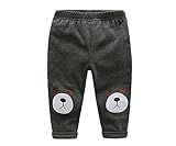 PANCY 子供服 上質 秋冬 長ズボン ロングパンツ シンプル くま アップリケ 男の子 女の子(90cm,ブラック)